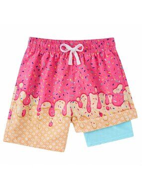 Westwolf Youth Size 18 Years XL Swim Trunks Ice Cream Drawstring Waffle Print